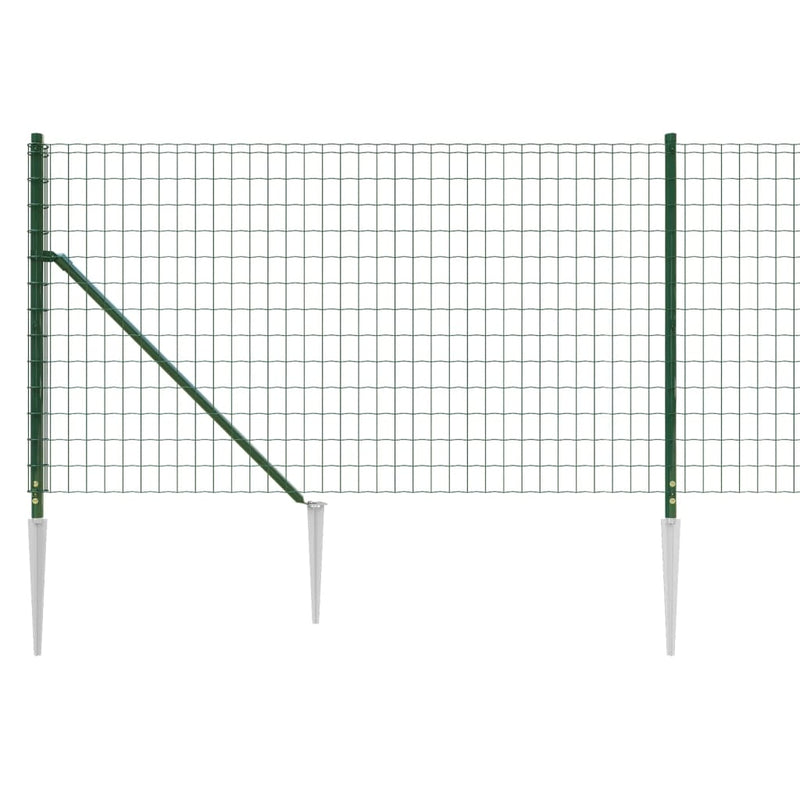 Wire Mesh Fence with Spike Anchors Green 0.8x25 m