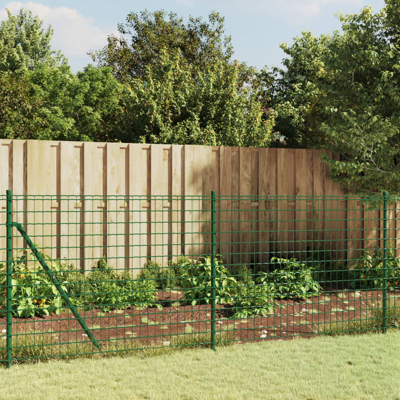 Wire Mesh Fence with Spike Anchors Green 0.8x25 m