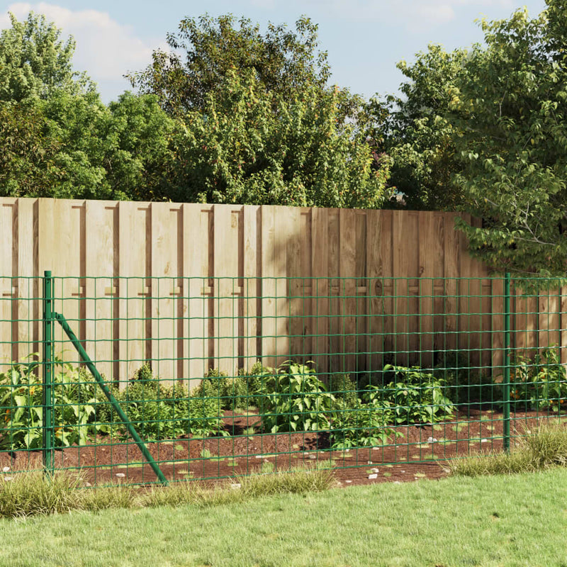 Wire Mesh Fence with Spike Anchors Green 1x25 m