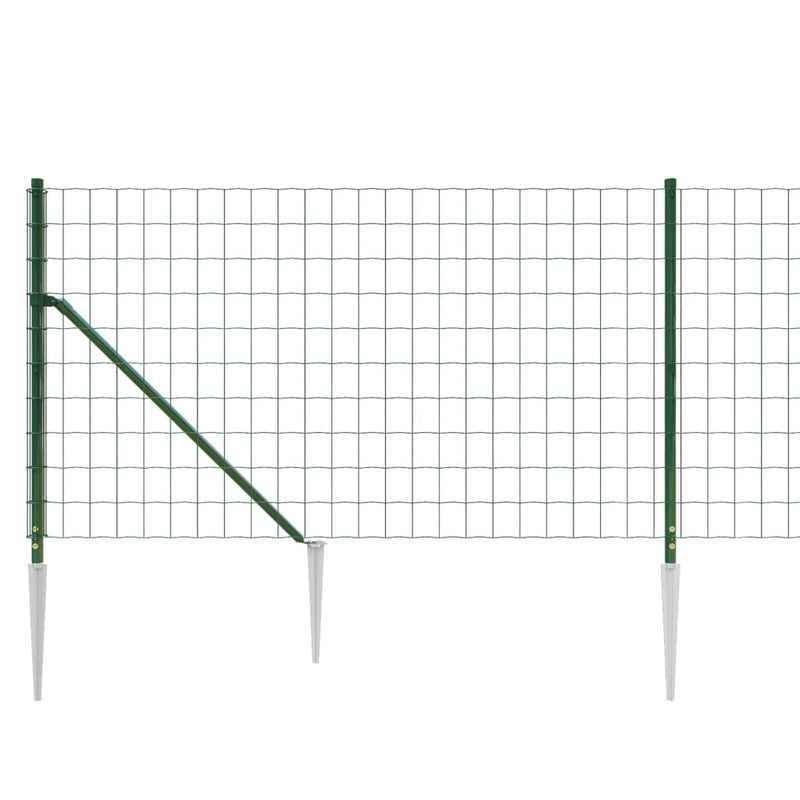 Wire Mesh Fence with Spike Anchors Green 1.1x25 m