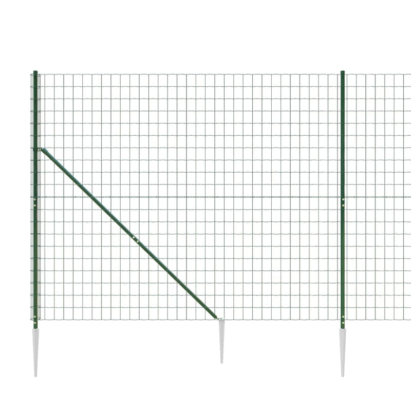 Wire Mesh Fence with Spike Anchors Green 1.8x25 m