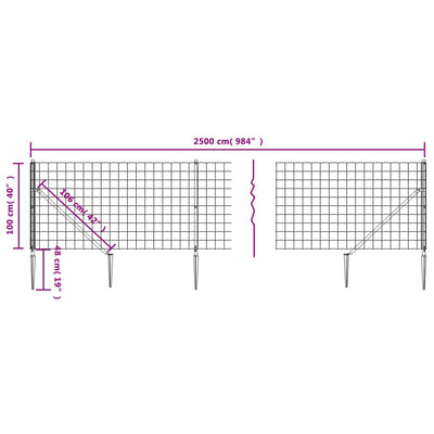 Wire Mesh Fence with Spike Anchors Green 1x25 m