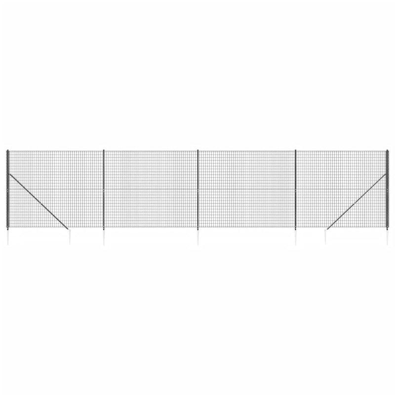 Wire Mesh Fence with Spike Anchors Anthracite 1.6x10 m