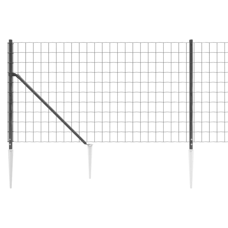 Wire Mesh Fence with Spike Anchors Anthracite 0.8x25 m