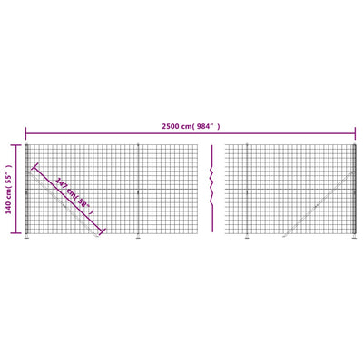 Wire Mesh Fence with Flange Anthracite 1.4x25 m