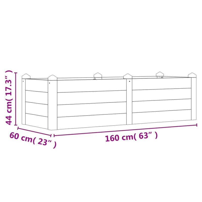 Garden Raised Bed 160x60x44 cm Solid Wood Acacia