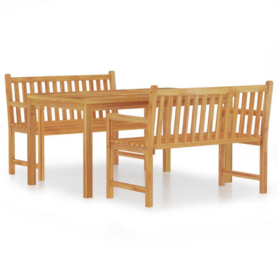 3 Piece Garden Dining Set Solid Wood Teak