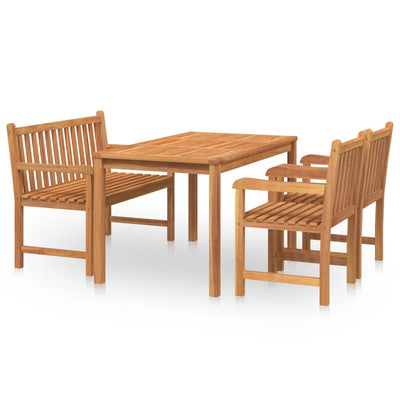 4 Piece Garden Dining Set Solid Wood Teak