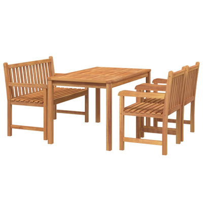 4 Piece Garden Dining Set Solid Wood Teak