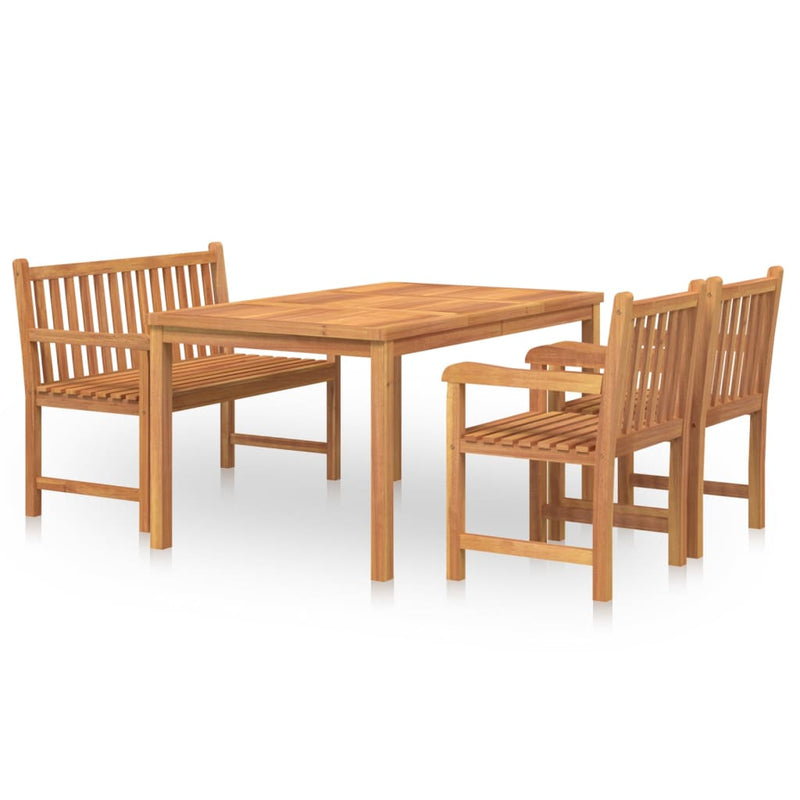 4 Piece Garden Dining Set Solid Wood Teak