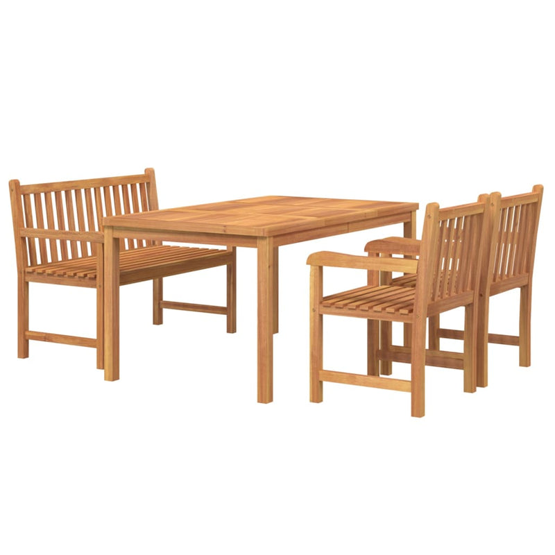 4 Piece Garden Dining Set Solid Wood Teak