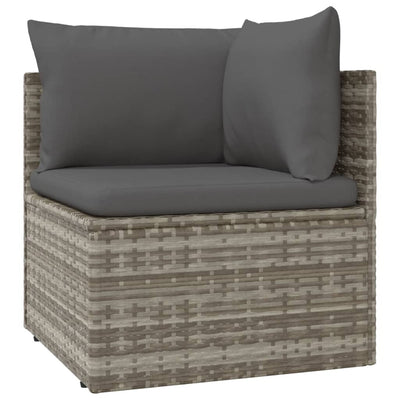 6 Piece Garden Lounge Set with Cushions Grey Poly Rattan