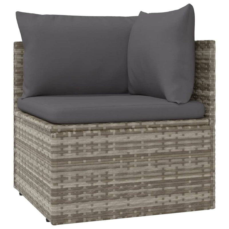 6 Piece Garden Lounge Set with Cushions Grey Poly Rattan