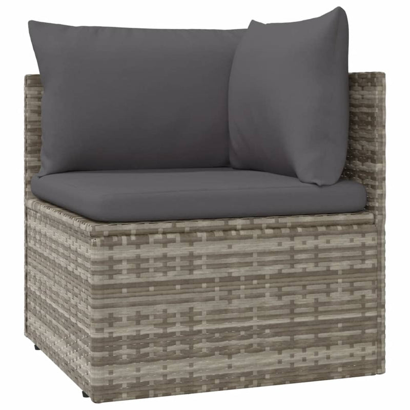 10 Piece Garden Lounge Set with Cushions Grey Poly Rattan