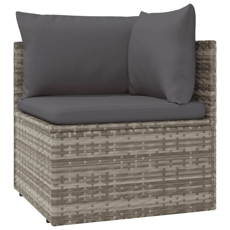 10 Piece Garden Lounge Set with Cushions Grey Poly Rattan