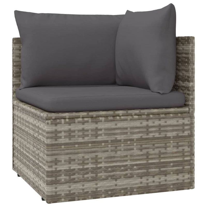 9 Piece Garden Lounge Set with Cushions Grey Poly Rattan