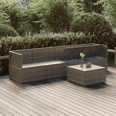 5 Piece Garden Lounge Set with Cushions Grey Poly Rattan