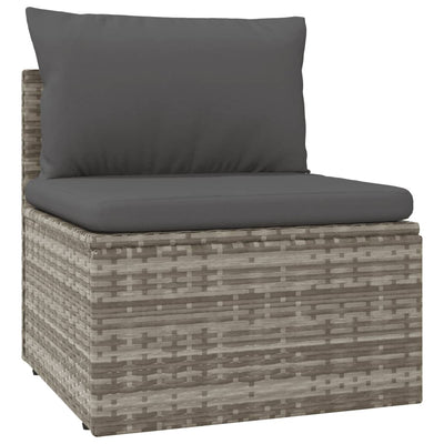 5 Piece Garden Lounge Set with Cushions Grey Poly Rattan