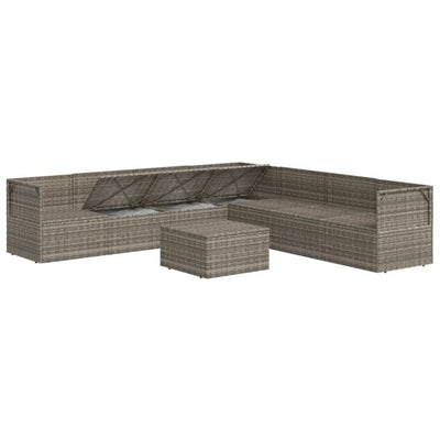 8 Piece Garden Lounge Set with Cushions Grey Poly Rattan