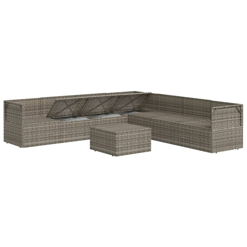 8 Piece Garden Lounge Set with Cushions Grey Poly Rattan