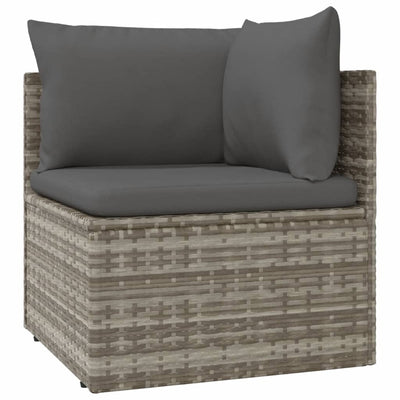 8 Piece Garden Lounge Set with Cushions Grey Poly Rattan