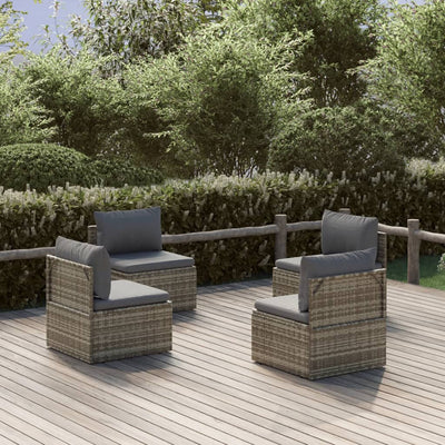 Garden Middle Sofas 4 pcs Grey 57x57x56 cm Poly Rattan