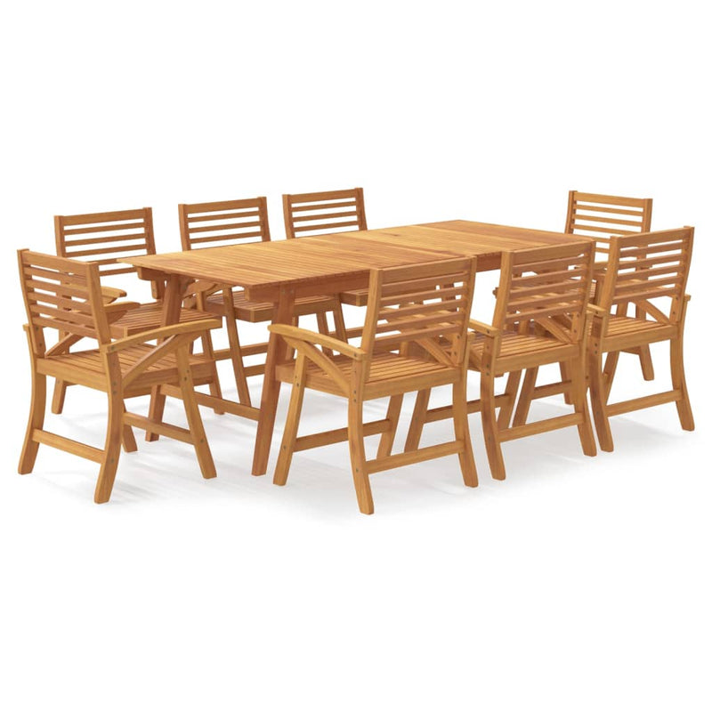 9 Piece Garden Dining Set Solid Wood Acacia