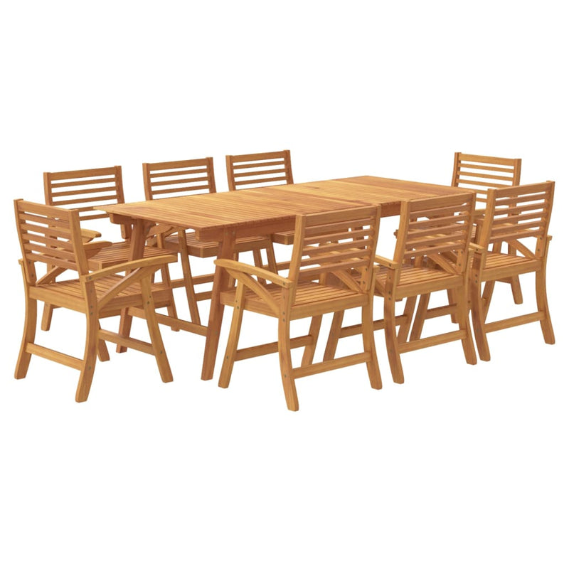 9 Piece Garden Dining Set Solid Wood Acacia