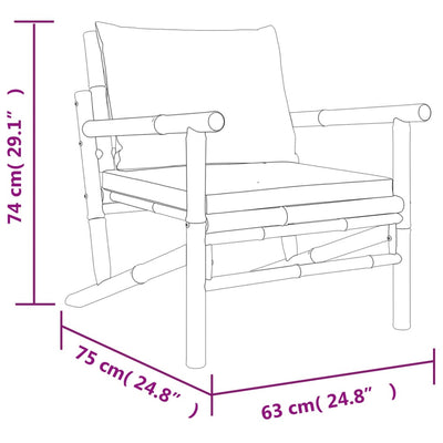 5 Piece Garden Lounge Set with Dark Grey Cushions Bamboo