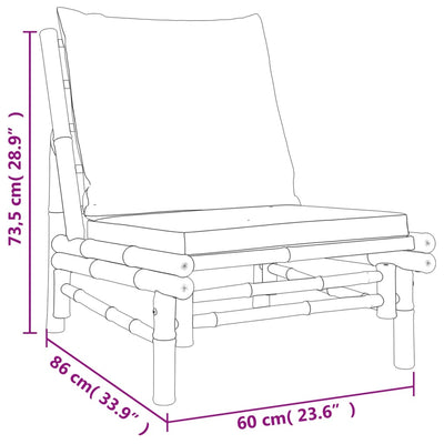 4 Piece Garden Lounge Set with Dark Grey Cushions Bamboo