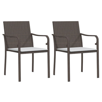 Garden Chairs with Cushions 2 pcs Brown 56x59x84 cm Poly Rattan