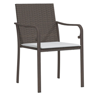 Garden Chairs with Cushions 2 pcs Brown 56x59x84 cm Poly Rattan