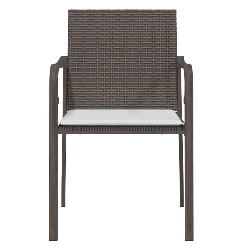 Garden Chairs with Cushions 2 pcs Brown 56x59x84 cm Poly Rattan