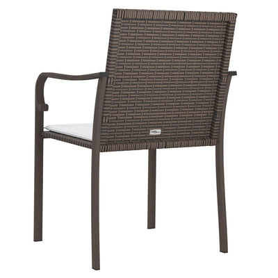 Garden Chairs with Cushions 2 pcs Brown 56x59x84 cm Poly Rattan