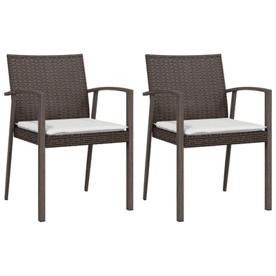 Garden Chairs with Cushions 2 pcs Brown 56.5x57x83 cm Poly Rattan