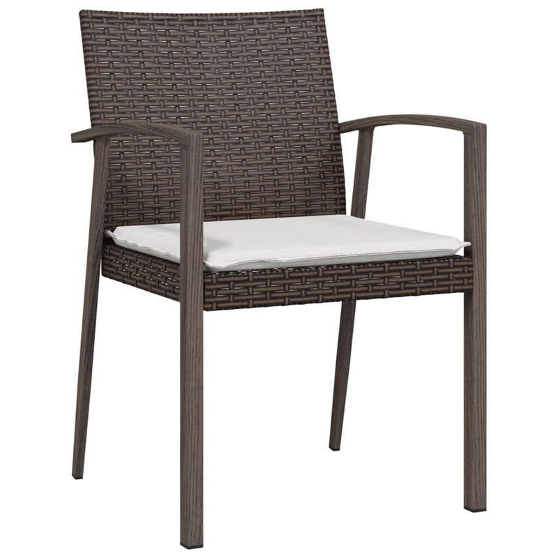 Garden Chairs with Cushions 2 pcs Brown 56.5x57x83 cm Poly Rattan