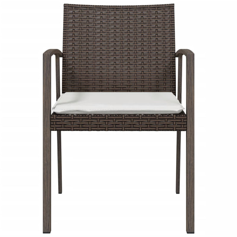 Garden Chairs with Cushions 2 pcs Brown 56.5x57x83 cm Poly Rattan