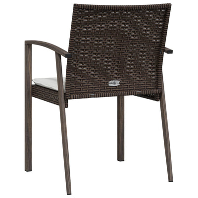 Garden Chairs with Cushions 2 pcs Brown 56.5x57x83 cm Poly Rattan