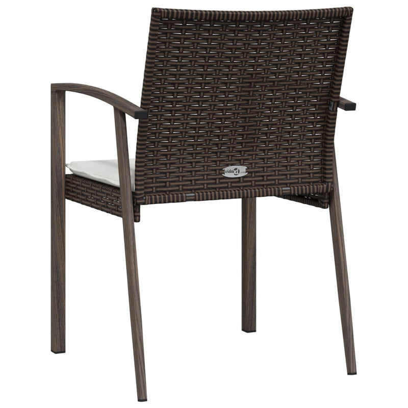 Garden Chairs with Cushions 2 pcs Brown 56.5x57x83 cm Poly Rattan