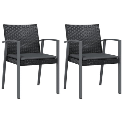 Garden Chairs with Cushions 2 pcs Black 56.5x57x83 cm Poly Rattan