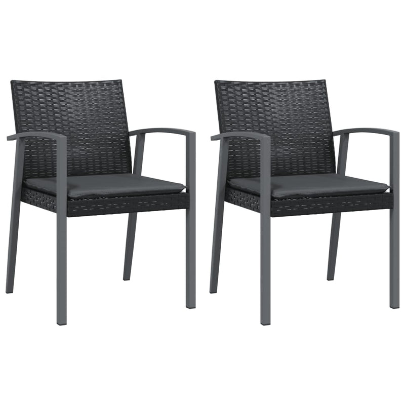 Garden Chairs with Cushions 2 pcs Black 56.5x57x83 cm Poly Rattan