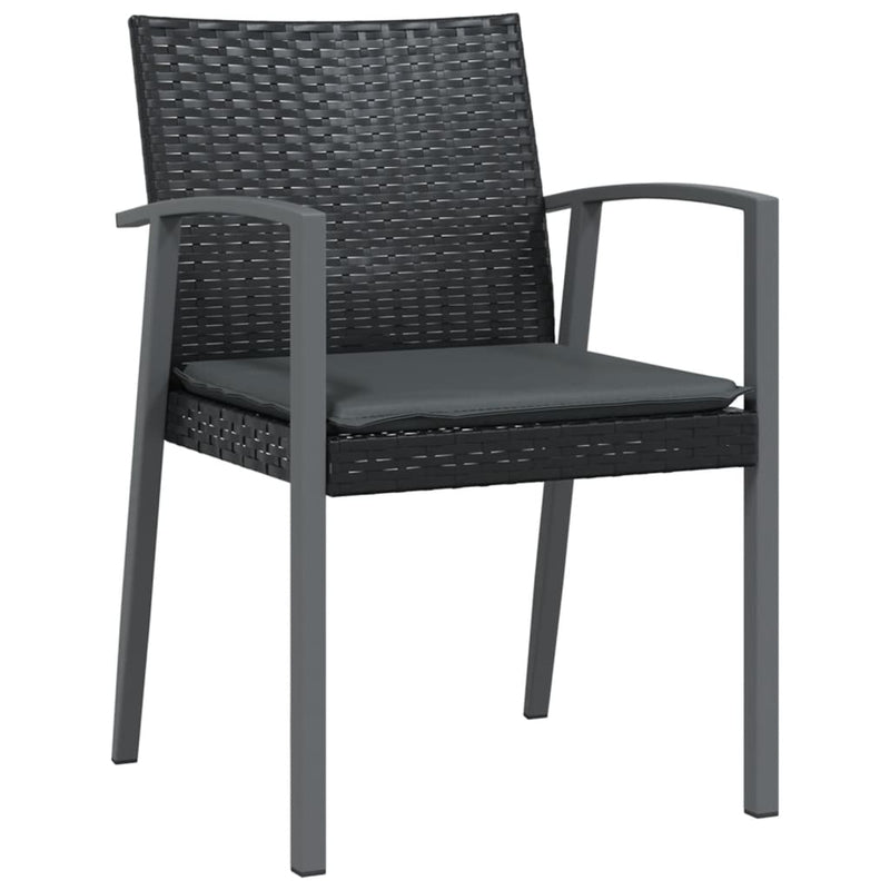 Garden Chairs with Cushions 2 pcs Black 56.5x57x83 cm Poly Rattan