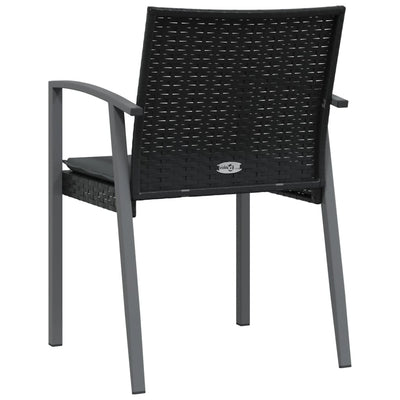 Garden Chairs with Cushions 2 pcs Black 56.5x57x83 cm Poly Rattan