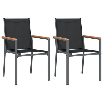 Garden Chairs 2 pcs Black 55x61.5x90 cm Textilene and Steel