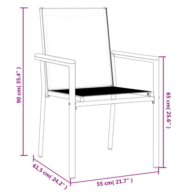 Garden Chairs 2 pcs Black 55x61.5x90 cm Textilene and Steel