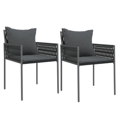 Garden Chairs with Cushions 2 pcs Black 54x61x83 cm Poly Rattan