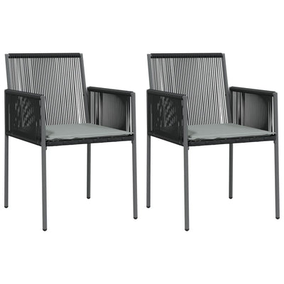 Garden Chairs with Cushions 2 pcs Black 54x60.5x83.5 cm Poly Rattan