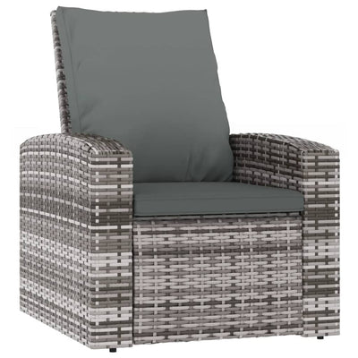 Garden Reclining Chair with Cushions Grey Poly Rattan