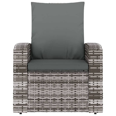 Garden Reclining Chair with Cushions Grey Poly Rattan