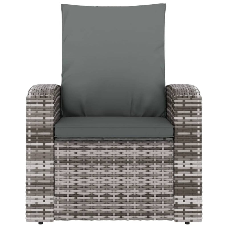 Garden Reclining Chair with Cushions Grey Poly Rattan